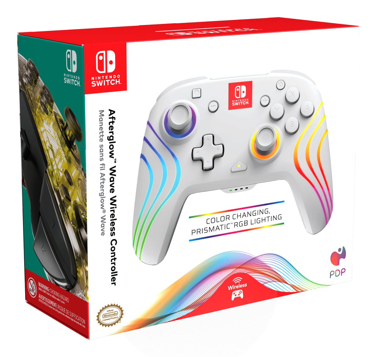 PDP Afterglow Wave Wireless Controller - White - Nintendo Switch