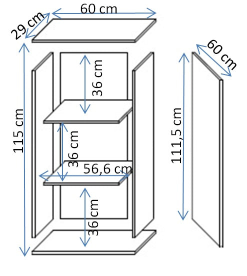 Ντουλάπι τοίχου Cama S2 SOHO διαστάσεων 60x29x112 εκ., σε απόχρωση κάσμιρο και μαύρο