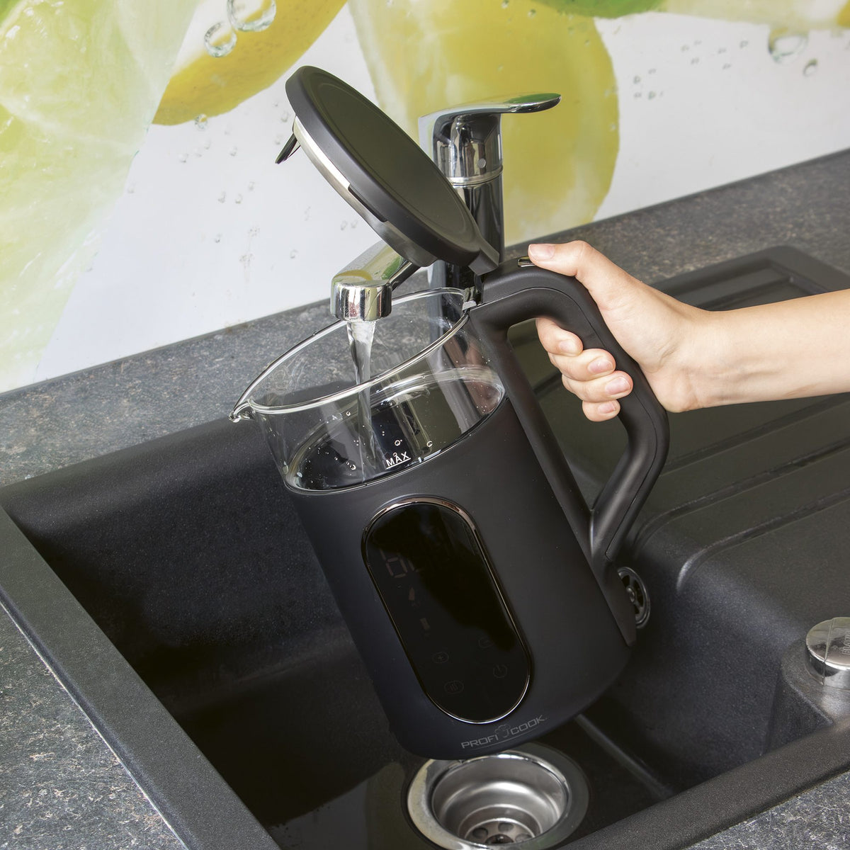 ProfiCook PC-WK 1328 Electric Kettle 1.7 L 2200 W — Black / Transparent
