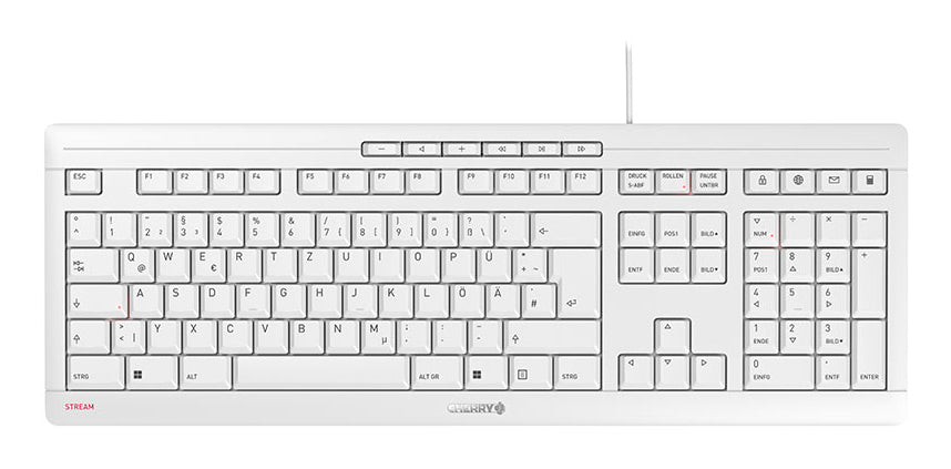 CHERRY STREAM Keyboard (white/gray, DE layout, Cherry SX scissor technology)