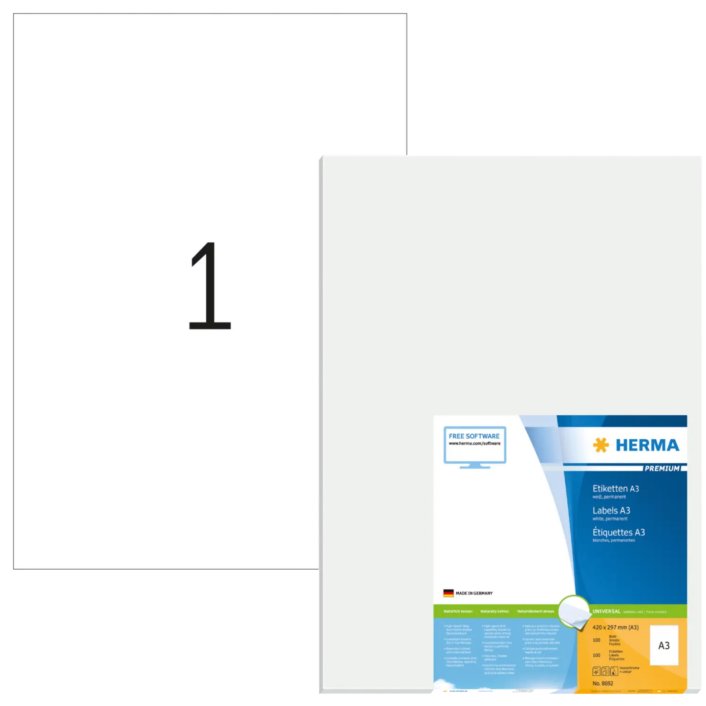 Herma Labels A3 420X297 100 Sheets DIN A3 100 pcs. 8692