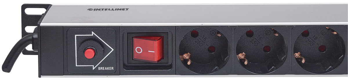 INTELLINET Power Strip 12-Socket with 1.6 m Connection Cable, Black