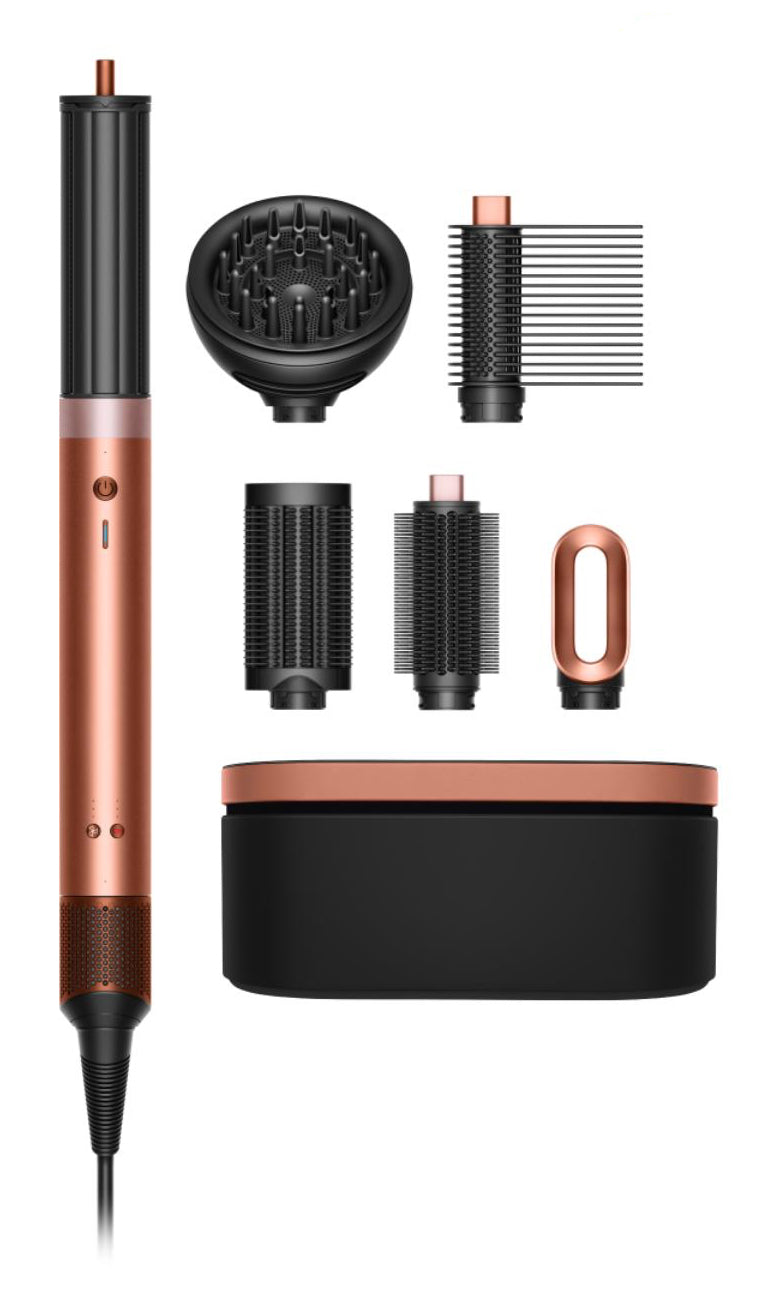Συσκευή πολυμορφικού styling Dyson Airwrap Co-anda 2x σε ζεστό μαύρο και ροζ χρυσό, ισχύος 1700 W, μήκους καλωδίου 2 μέτρα