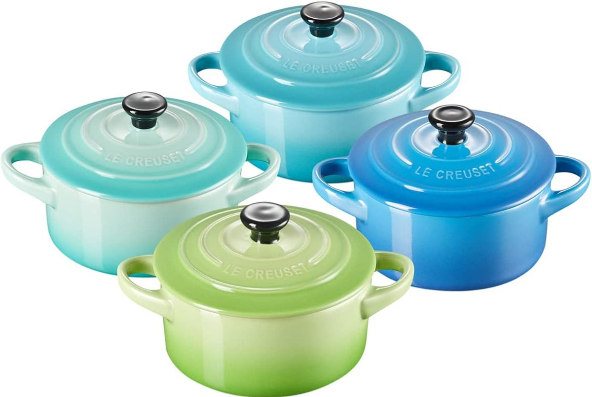 Σετ 4 μικρά πήλινα κατσαρολάκια Le Creuset 10x5εκ σε χρώμα ωκεανού
