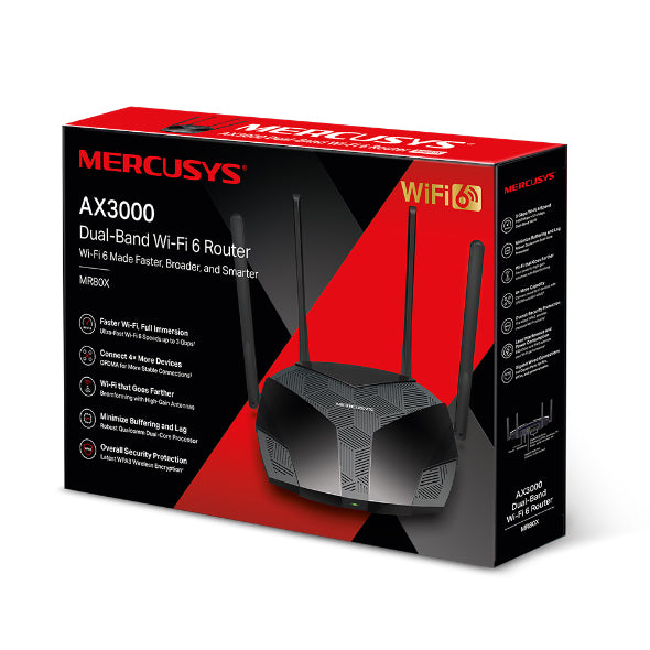 Δρομολογητής Mercusys AX3000 με Διπλή Ζώνη Wi-Fi 6