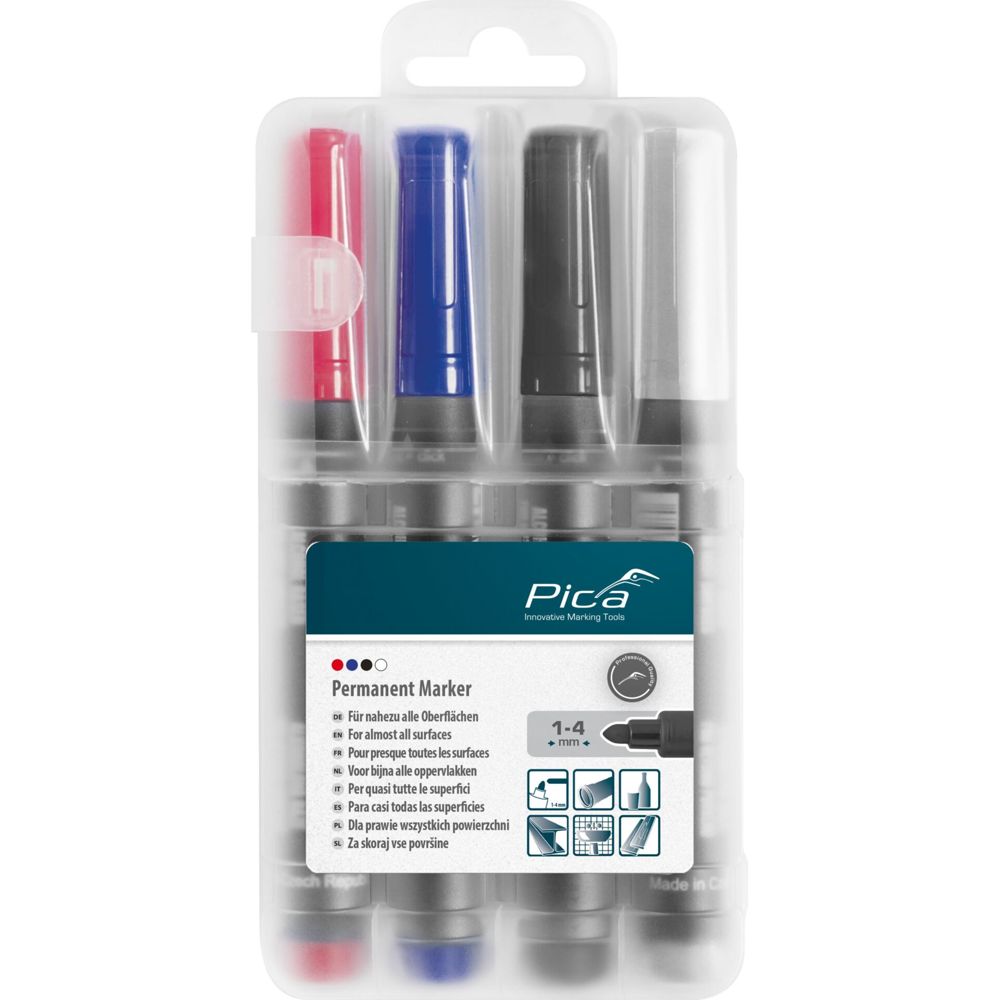 Pica Permanent Marker 1-4mm Assorted with Instant-White