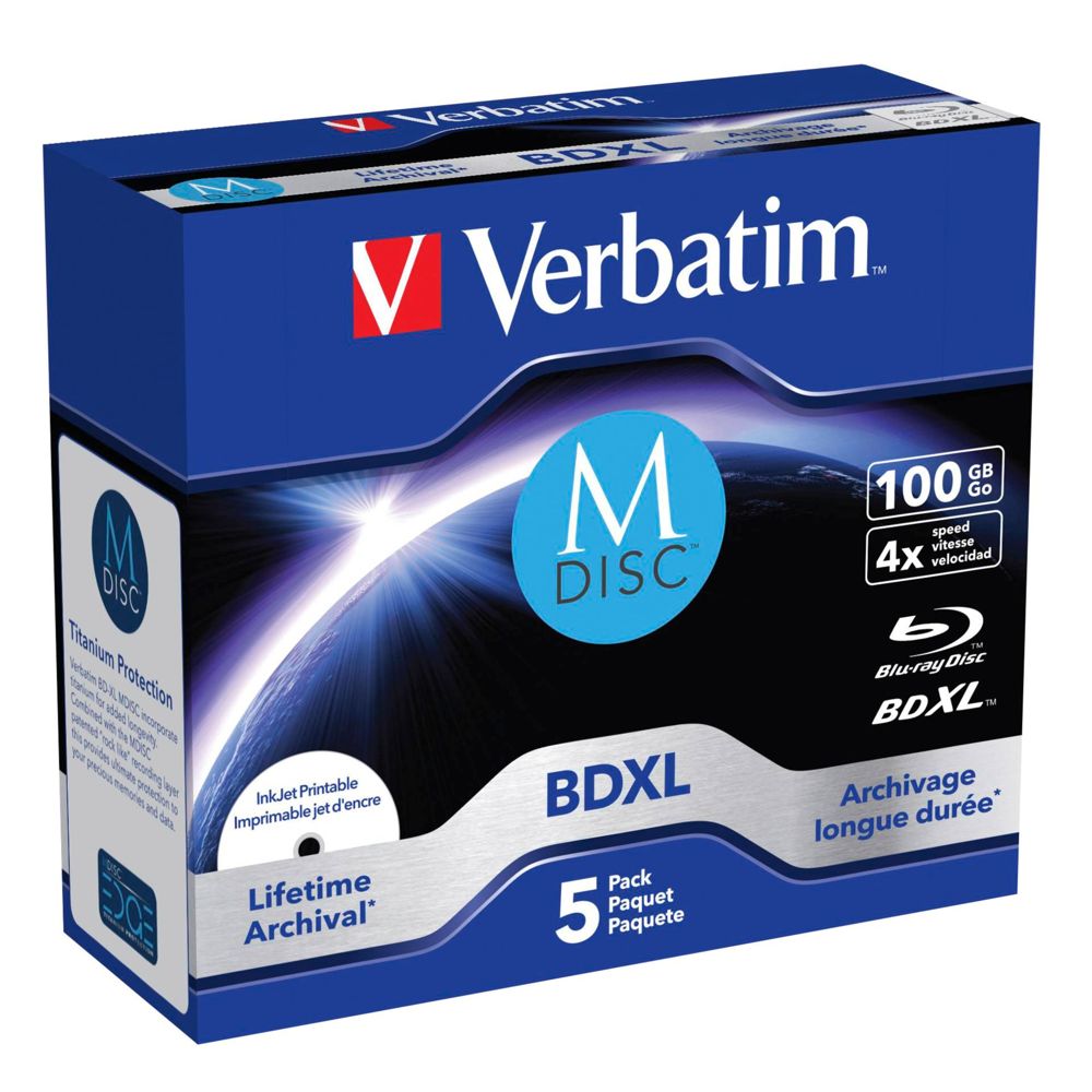 Verbatim M-Disc BD-R 100GB 4x Speed Inkjet Print
