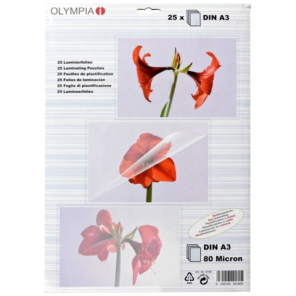 Olympia Laminating Pouches DIN A3 80 Micron - 25 Pack