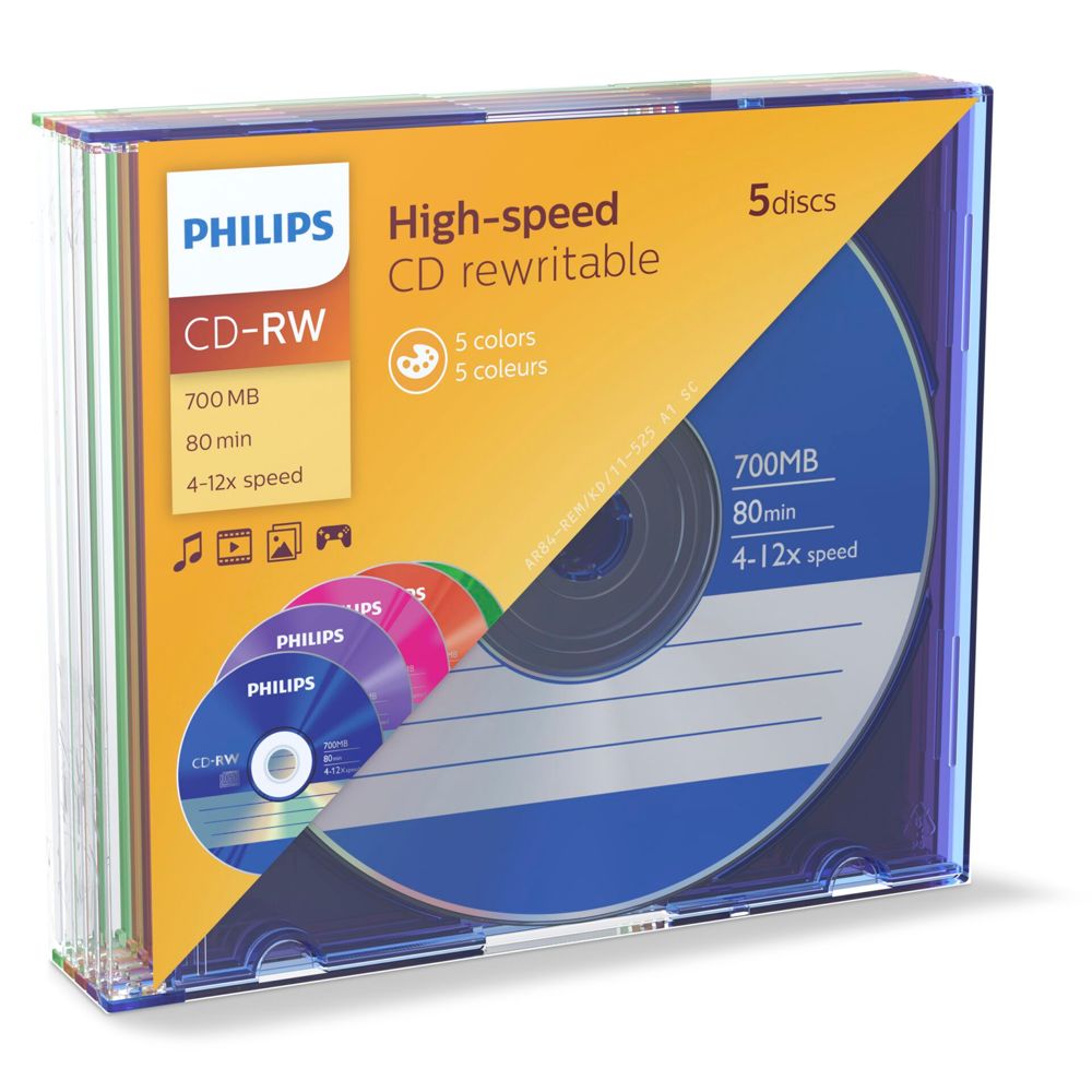 Philips CD-RW 80Min 700MB 4-12x SL Colour