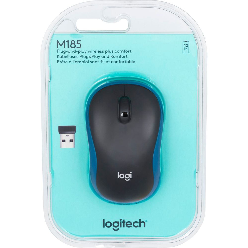 Logitech M185 Ασύρματο Ποντίκι Μαύρο/Μπλε