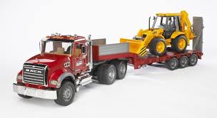 BRUDER MACK Granite Tieflader και JCB 4CX Baggerlader (κόκκινος)