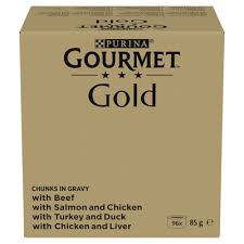 PURINA GOURMET GOLD Κομμάτια σε σάλτσα Μείγμα 4 γεύσεων - υγρή τροφή για γάτες - 96x85γρ