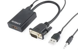 Προσαρμογέας καλωδίου βίντεο Gembird A-VGA-HDMI-01 μήκους 0,15 μ. τύπου HDMI A (τυπικό) σε VGA (D-Sub) μαύρο