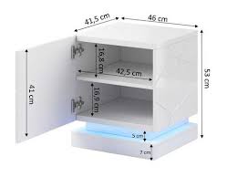 QIU bedside table 2 pcs. 46x41.5x53 cm white glossy/white glossy