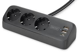 DIGITUS Steckdosenleiste 3x + 2USB 1,5m 12W 30W schwarz