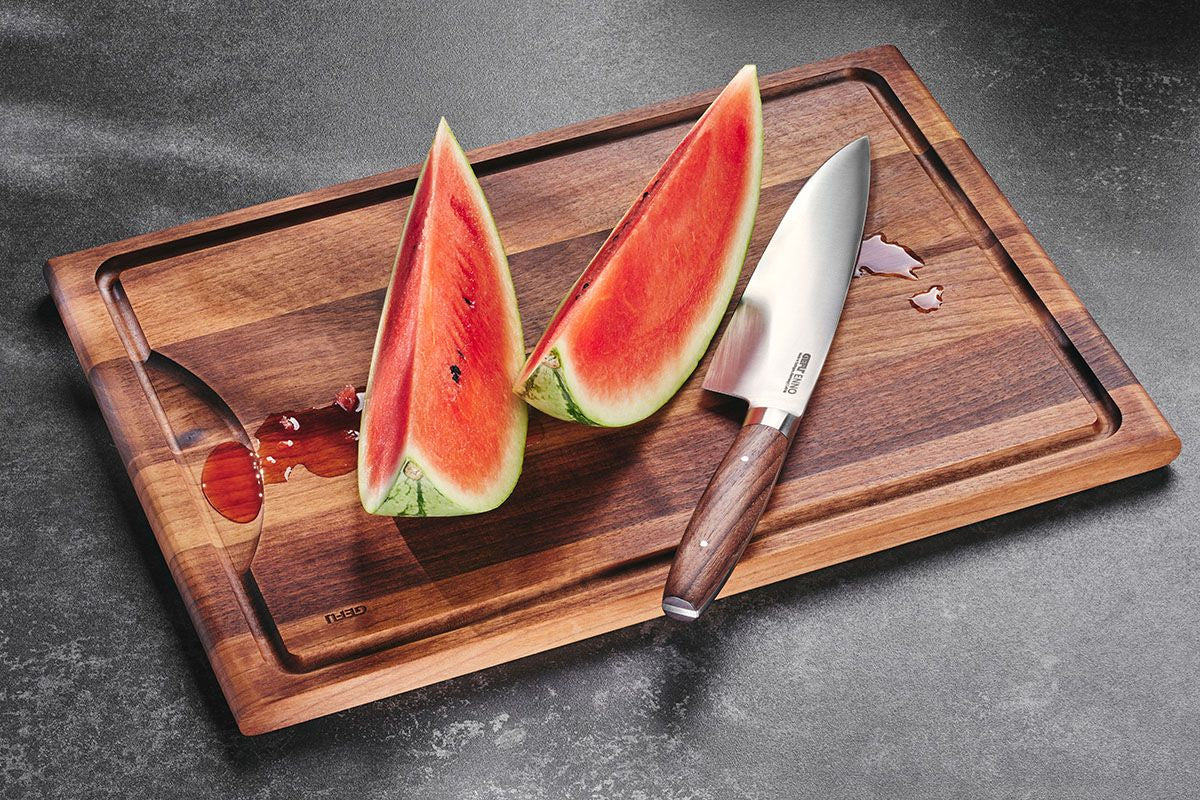 Gefu ENNO Cutting Board medium with juice groove, walnut wood