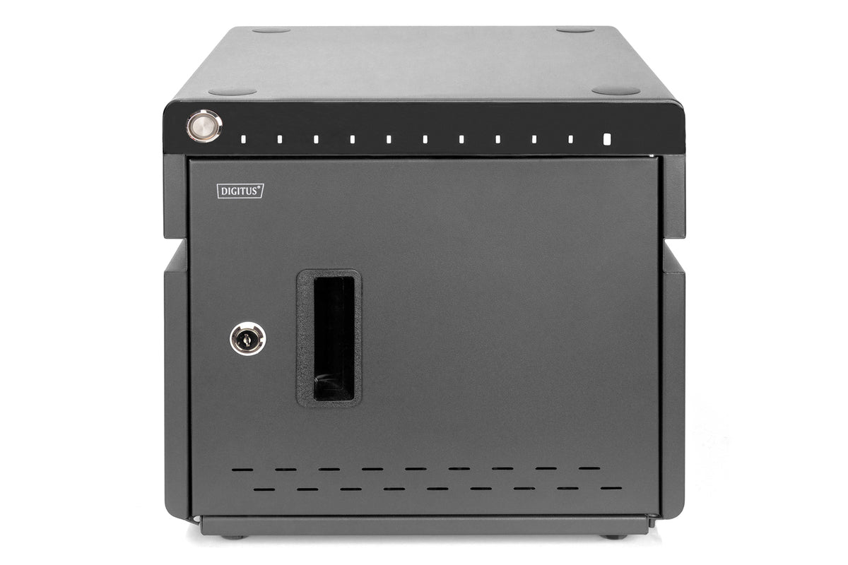 DIGITUS Mobile Charging Cabinet for Notebooks/Tablets 14" — 10 Slots, Black