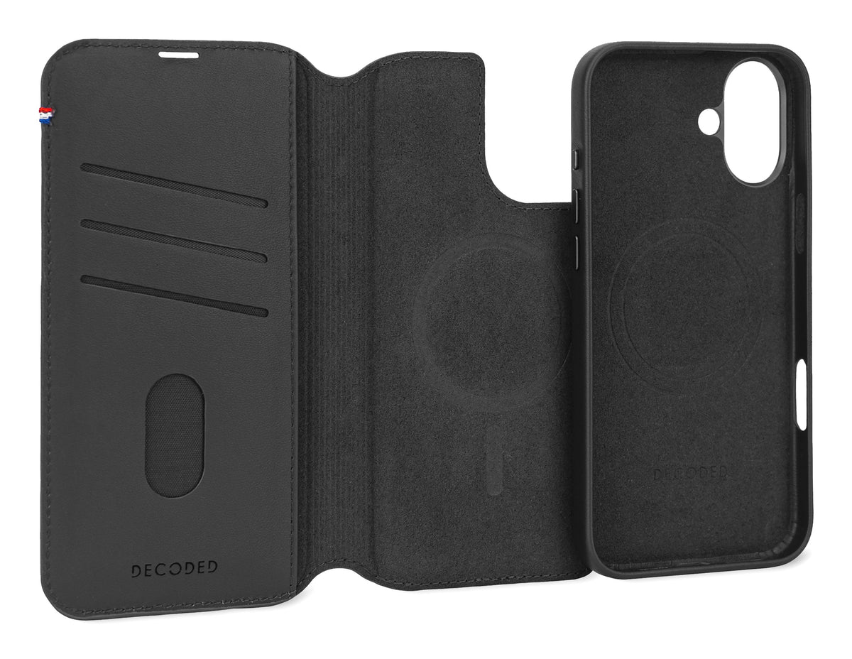 Decoded Leather Detachable Wallet for iPhone 16 — Black