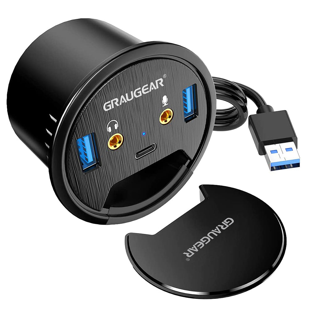 GRAUGEAR USB 3-Port Desktop Hub with Audio & Microphone Jack