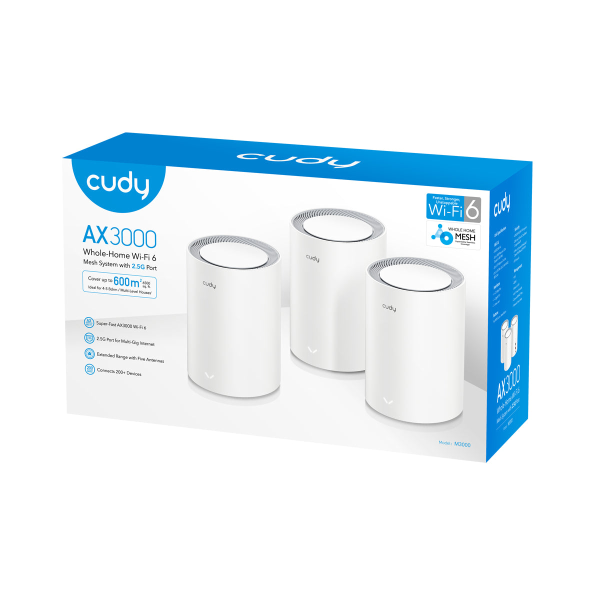 Cudy AX3000 Wi‑Fi 6 Mesh 2.5G Dual‑band (2.4 GHz / 5 GHz) Wi‑Fi 6 (802.11ax) White Internal