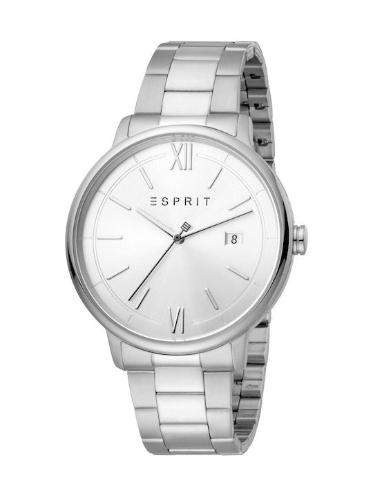 Esprit Ρολόι Χρονογράφος Μπαταρίας Ασημί με Μεταλλικό Μπρασελέ