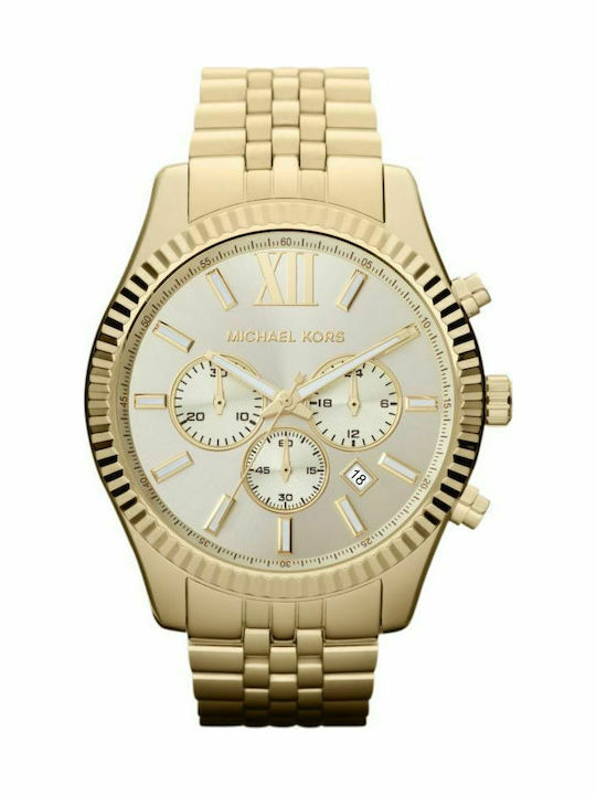 Michael Kors Lexington Watch Chronograph Battery with Gold Metal Bracelet MK8281
