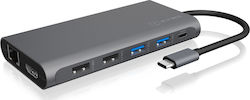 Icy Box IB-DK4050-CPD (anthrazit, USB-C, HDMI, DisplayPort)