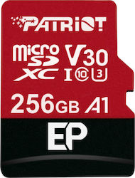 Patriot EP Series 256 GB microSDXC Card (Red/Black, UHS-I U3, Class 10, V30, A1)