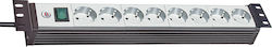 Brennenstuhl Premium-Line 8-Outlets Power Strip, 19" Rackmount Format (Black/Light Gray, 1.5 U Height, 3 Meters)
