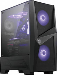 MSI MAG FORGE 100M Mid Tower Gaming Computer Case 'Black, 2x 120mm ARGB PWM Fan, 1x 120mm Fan, 1-6 ARGB Hub, Mystic Light Sync, Tempered Glass Panel, ATX, mATX, mini-ITX'