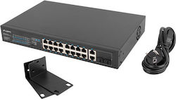 Lanberg 19-inch Rack Switch POE+ 16x 100MB / 2x Combo Gigabit Ethernet, 250W