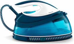 Philips GC7840/20 Steam Ironing Station, 2400 W, 1.5 L SteamGlide Soleplate, Blue and White