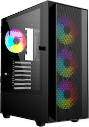 Gembird Fornax 4000 ARGB Gaming ATX Computer Case, Midi Tower with Backlight, Black