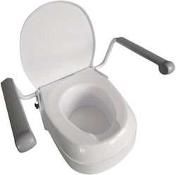 Raising toilet seat with handrails