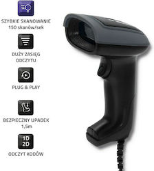 Qoltec 50863 Wired QR & BARCODE Scanner | USB