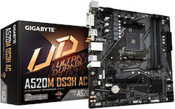 GIGABYTE A520M DS3H AC Motherboard - AMD Ryzen 5000 Series CPUs, 5+3 Phases VRM, up to 4733MHz DDR5 (OC), 1xPCIe 3.0 M.2, GbE LAN, WIFI 5, USB 3.2 Gen 1