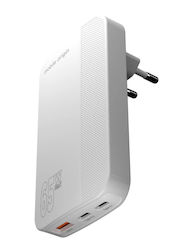 Mobile Origin 65W GaN Slim Dual USB-C + USB-A Charger, White