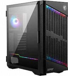 MSI MPG VELOX 100P AIRFLOW Mid Tower Gaming Computer Case in Black with 3x 120mm Fans, 1x 120mm ARGB Fan, ARGB Light Strip, USB Type-C, Tempered Glass Side Panel, Supports E-ATX, ATX, mATX, and mini-ITX Motherboards