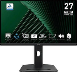 MSI Pro MP275QPG 27 Inch Monitor, QHD (2560 x 1440), 100Hz, IPS, 1ms, 2x HDMI 2.0b, 1x DP 1.2a output, Built-in Speakers, Anti-Glare, Anti-Flicker, Less Blue light, TÜV Certified, VESA, Kensington, 4-way adjustable stand, Black
