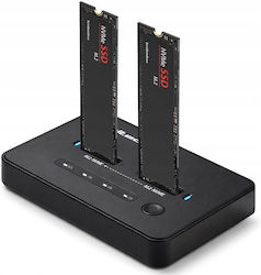 Qoltec 52366 M.2 NVMe SSD Docking Station | PCIe | USB-C | 20 Gb/s | Dual 2 x 8TB | Offline Cloning