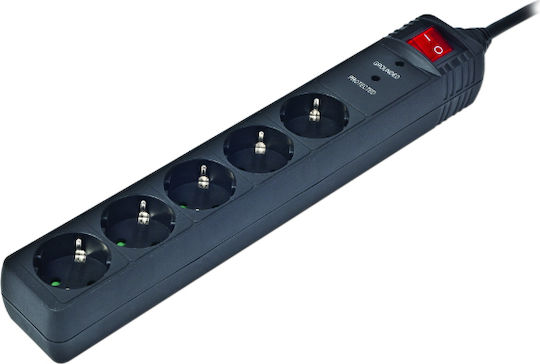 EnerGenie SPF5-C-5 Surge Protector with 5 AC Outlets, 250 V, 1.5 m Cable, Black
