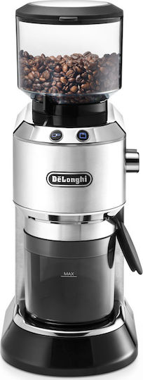 De'Longhi Ηλεκτρικός Μύλος Καφέ 150W με Χωρητικότητα 350gr και 18 Επίπεδα Άλεσης Ασημί