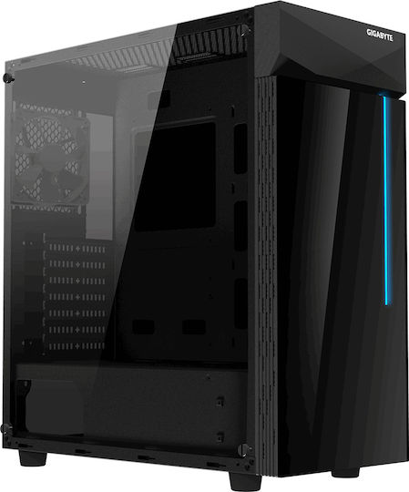 Gigabyte C200 Glass Gaming Midi Tower Κουτί Υπολογιστή με Πλαϊνό Παράθυρο και RGB Φωτισμό Μαύρο