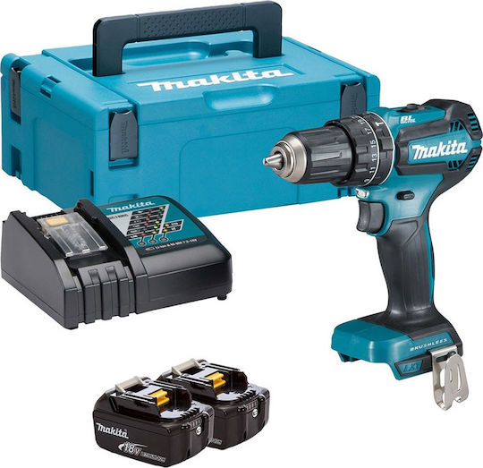 Makita Κρουστικό Δραπανοκατσάβιδο Μπαταρίας Brushless 18V 2x5Ah DHP485RTJ