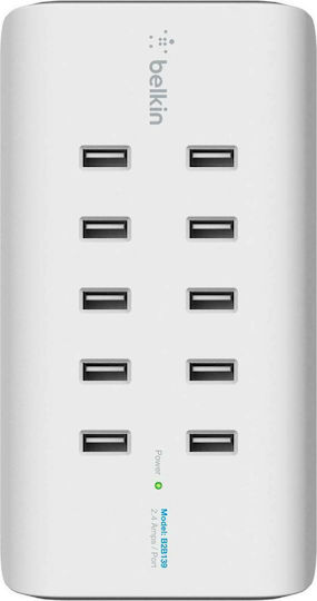 Belkin Βάση Φόρτισης με 10 Θύρες USB-A σε Λευκό χρώμα (Rockstar)