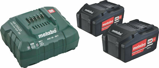 Metabo Σετ 2 Μπαταριών Εργαλείου Λιθίου 18V Χωρητικότητας 4Ah με Φορτιστή