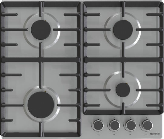 Gorenje G642ABX Stainless Steel Built-in 60 cm Gas Hob, 4 Zones