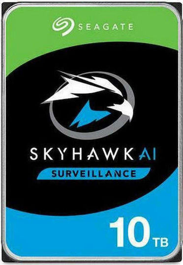 Seagate SkyHawk AI Surveillance 10TB HDD Σκληρός Δίσκος 3.5" SATA III 7200rpm με 256MB Cache για Καταγραφικό / NAS / Server ST10000VE001