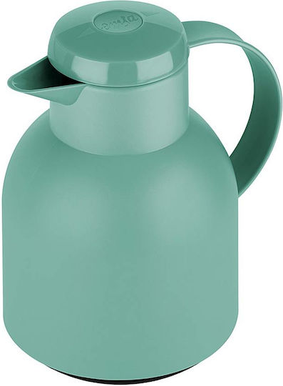 Emsa Samba Wave Vacuum Jug Quick Press Κανάτα Θερμός Πλαστικό 1lt Πράσινο με Λαβή