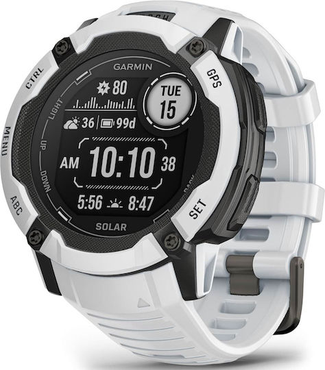 Garmin Instinct 2X Solar 50mm Αδιάβροχο Smartwatch με Παλμογράφο (Whitestone)